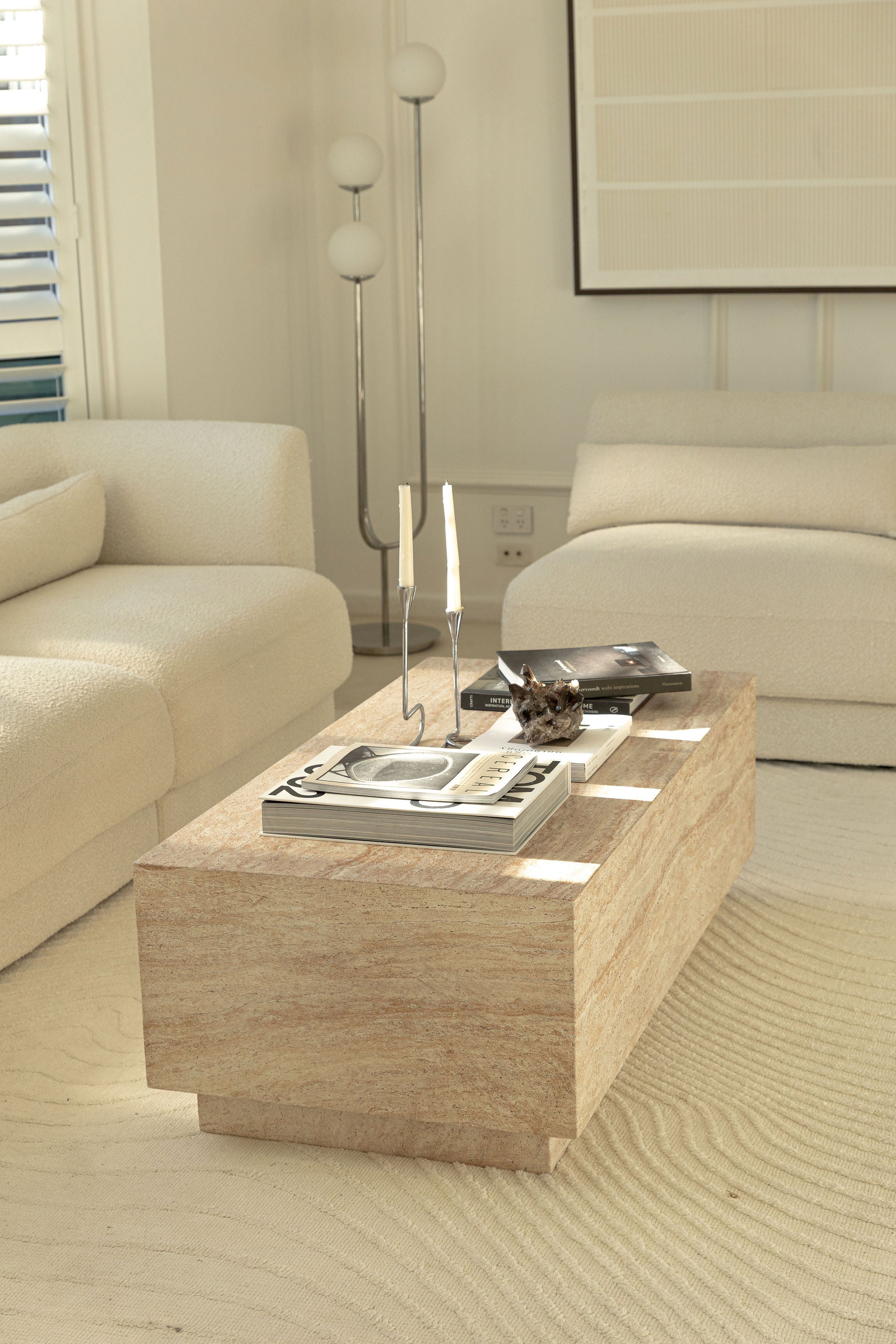 Paloh coffee table- Travertine - Pre order arriving January