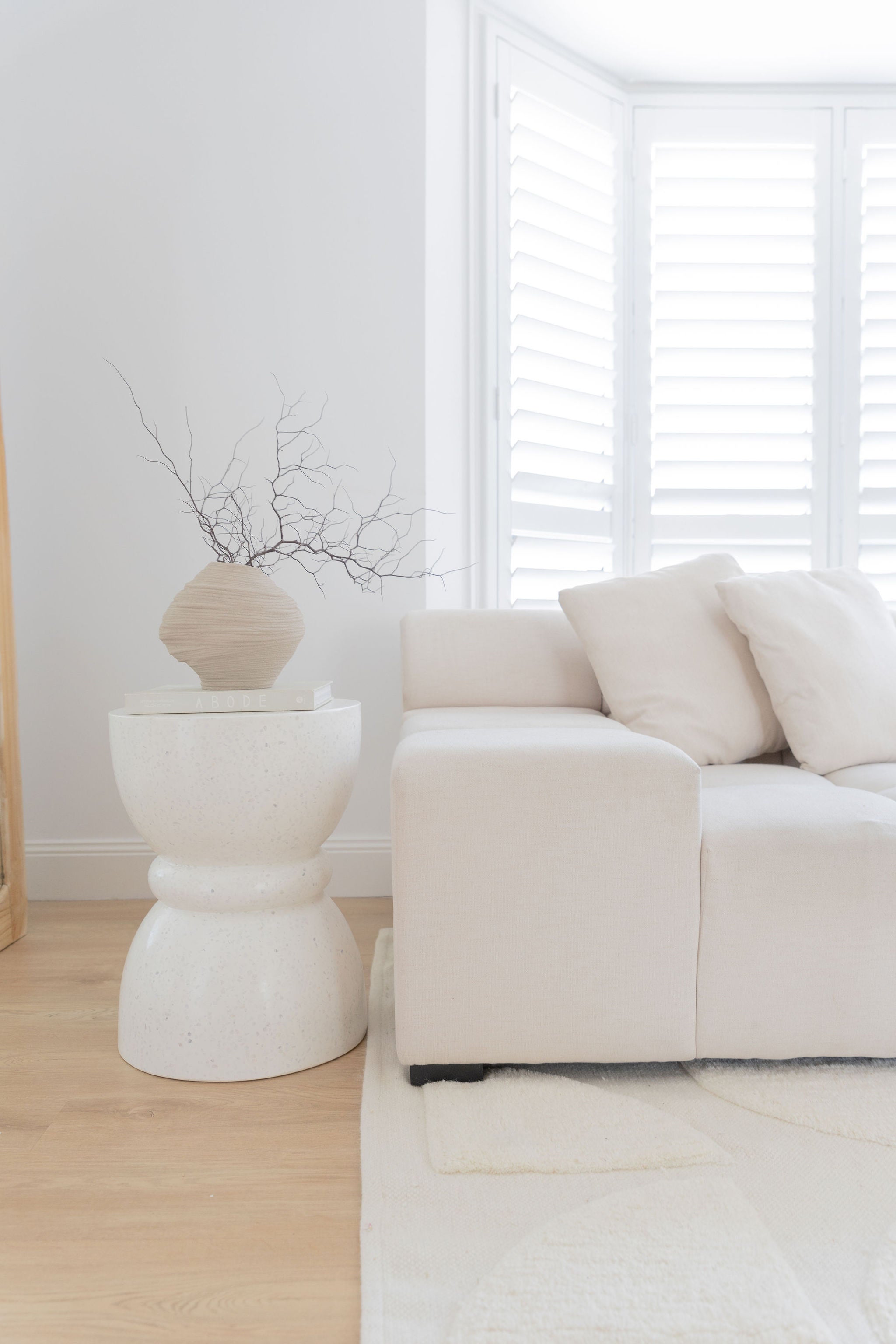 The Hourglass Side Table - grey terrazzo