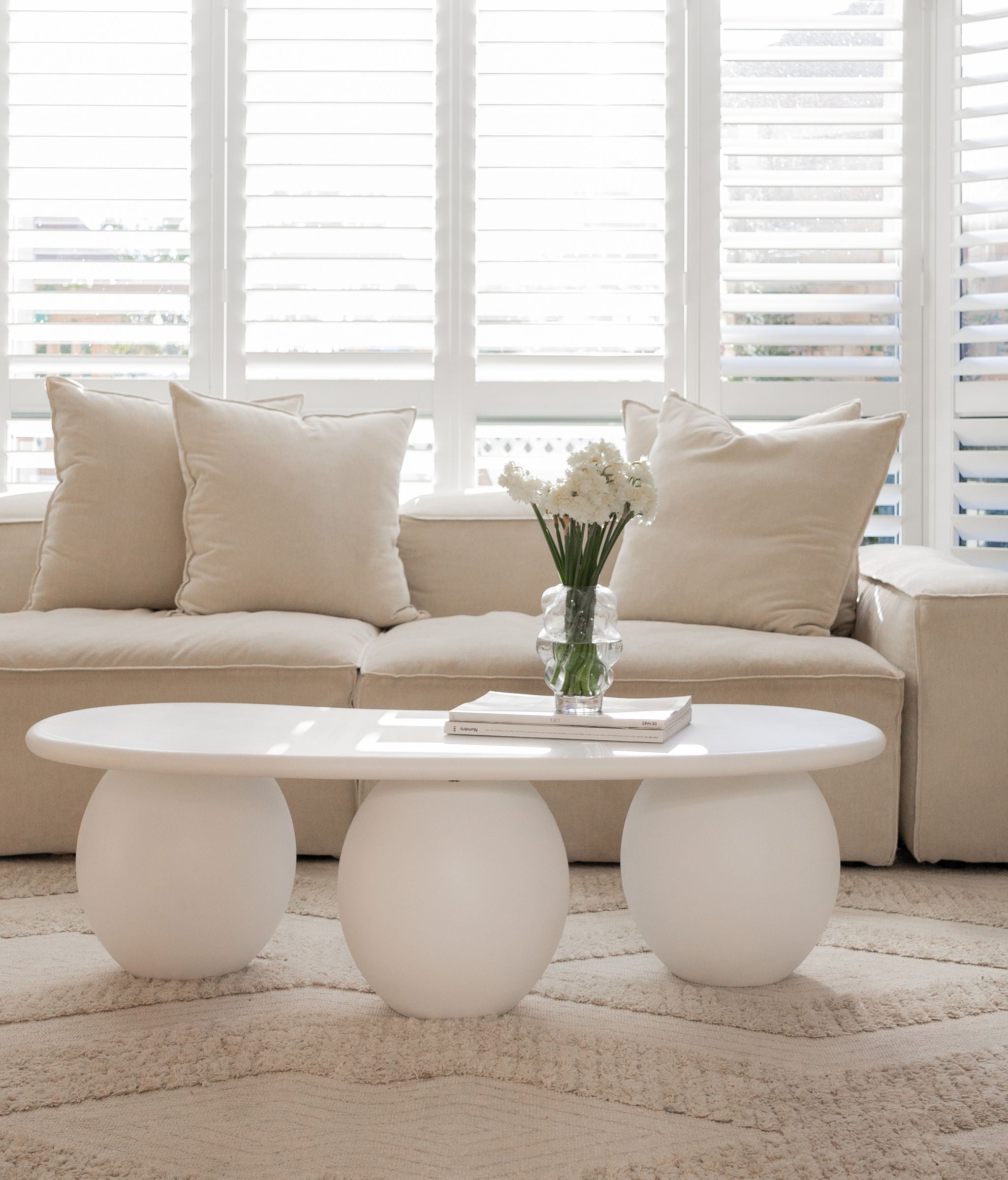 Lumira Coffee Table - Pure White Concrete - Pre order arriving March