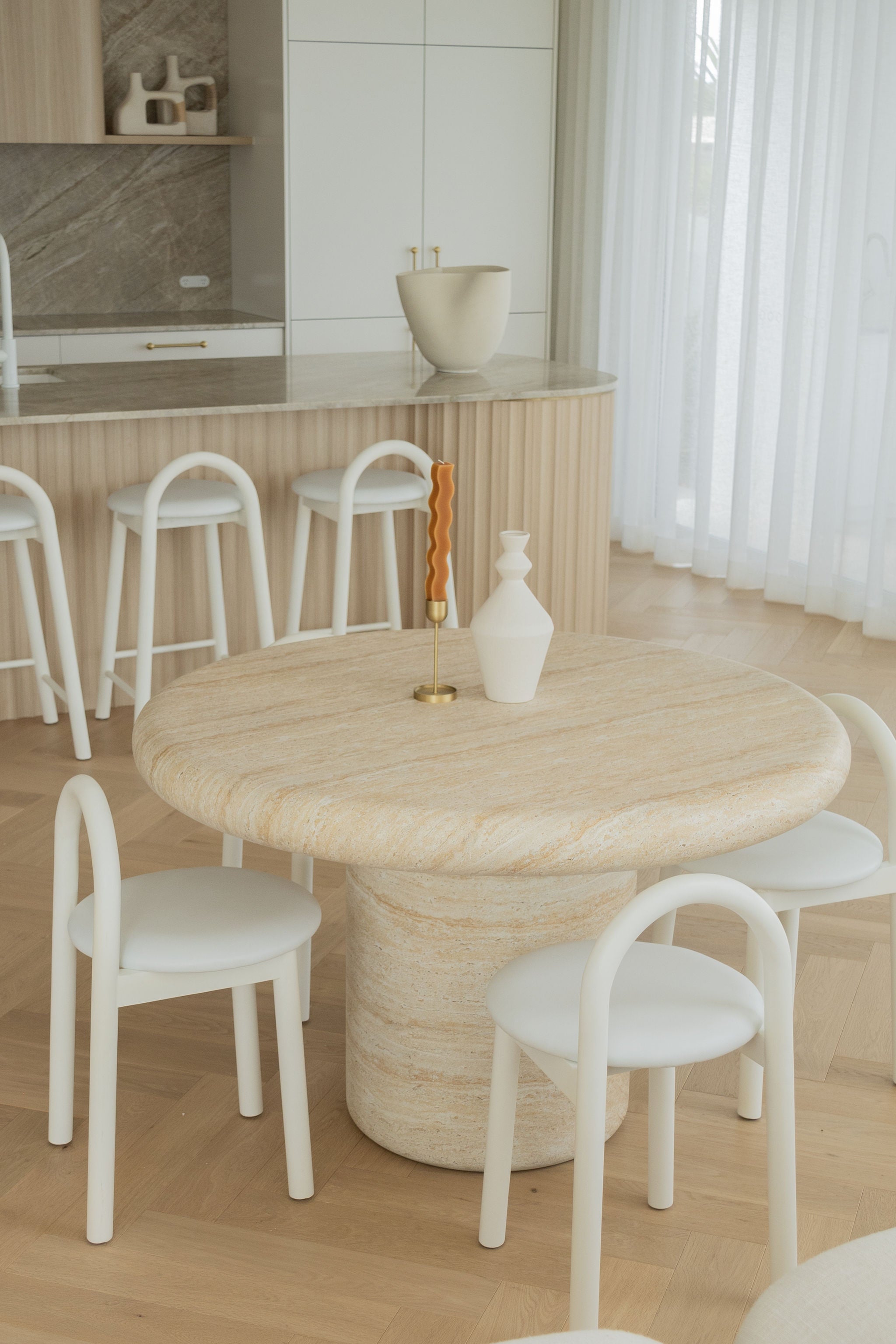 The “Estelle” Dining Table -  Travertine