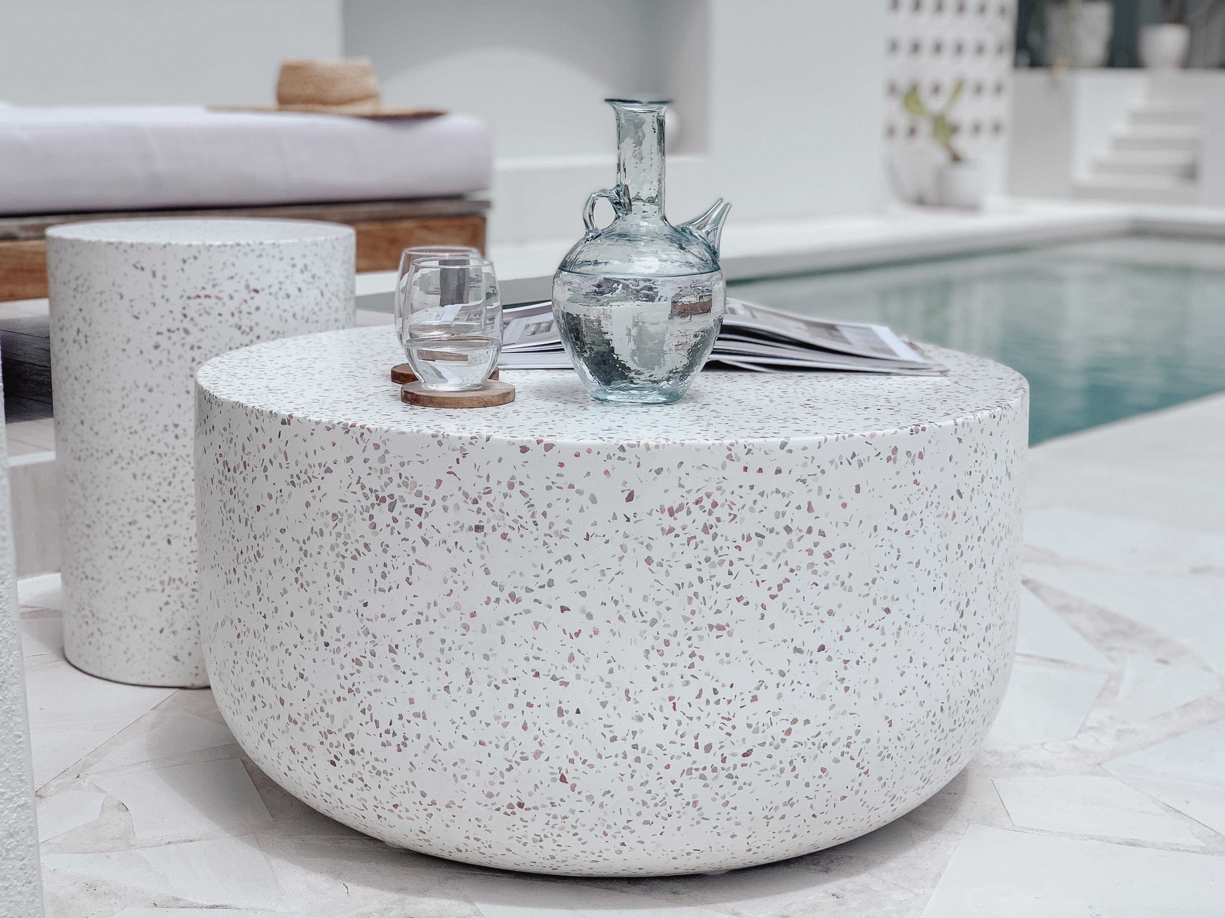 The Curve Coffee Table - mauve speckle terrazzo - pre order 12-14 weeks