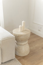 Load image into Gallery viewer, The hourglass side table - travertine - pre order arriving late May

