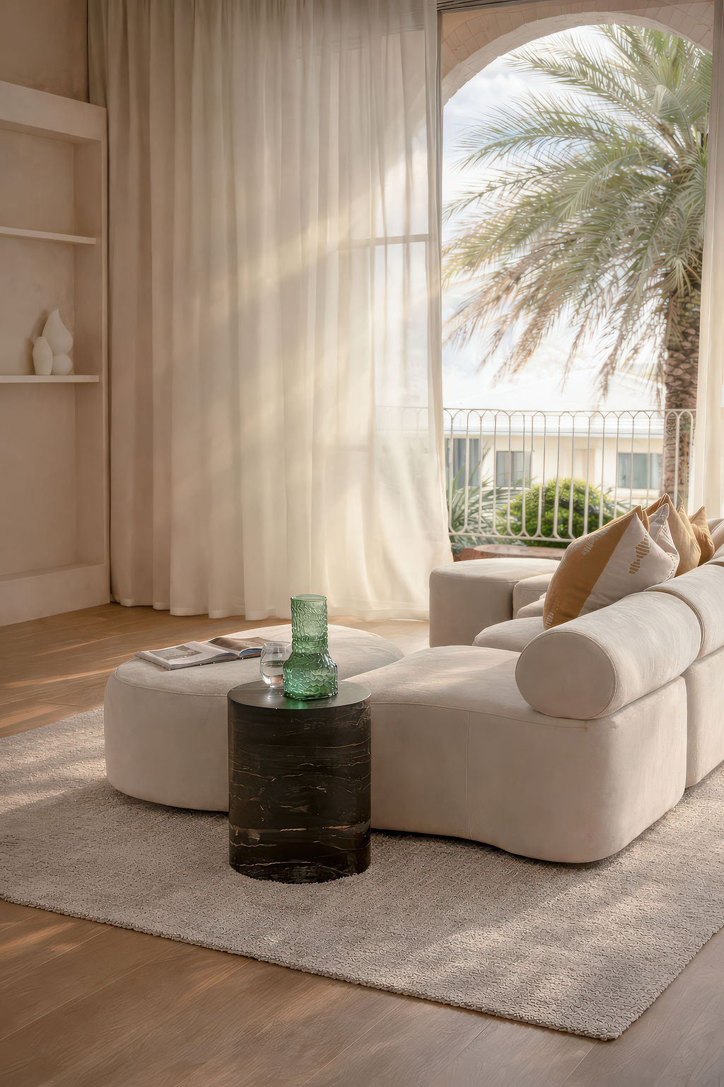 Log Side Table - Black Onyx Marble