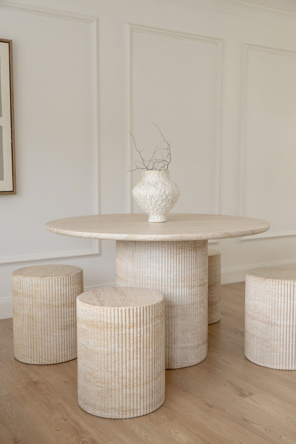 Amore Side Table - Travertine – P&R Styling