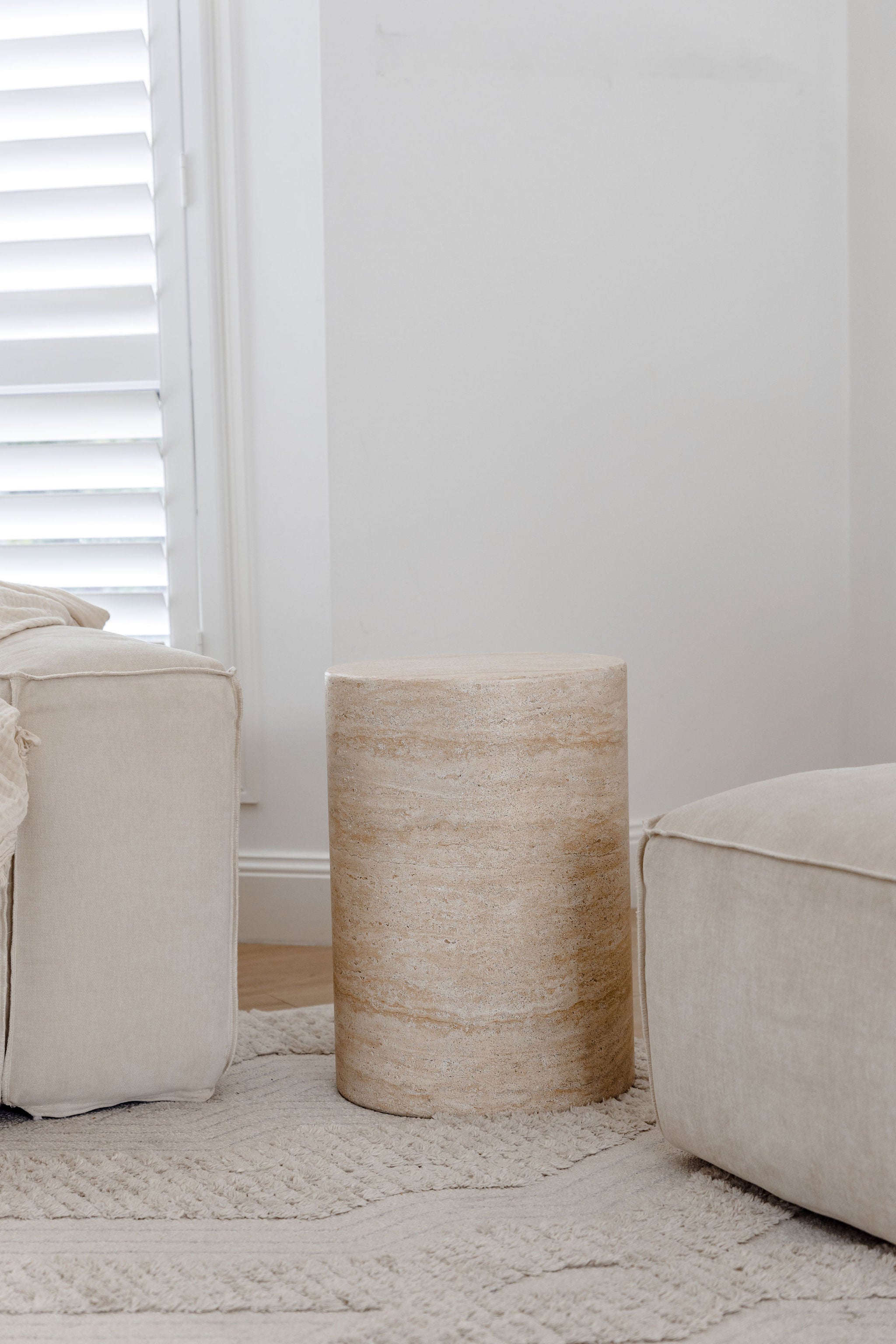 The Log Side Table - Travertine