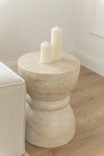 Load image into Gallery viewer, The hourglass side table - travertine - pre order arriving late May
