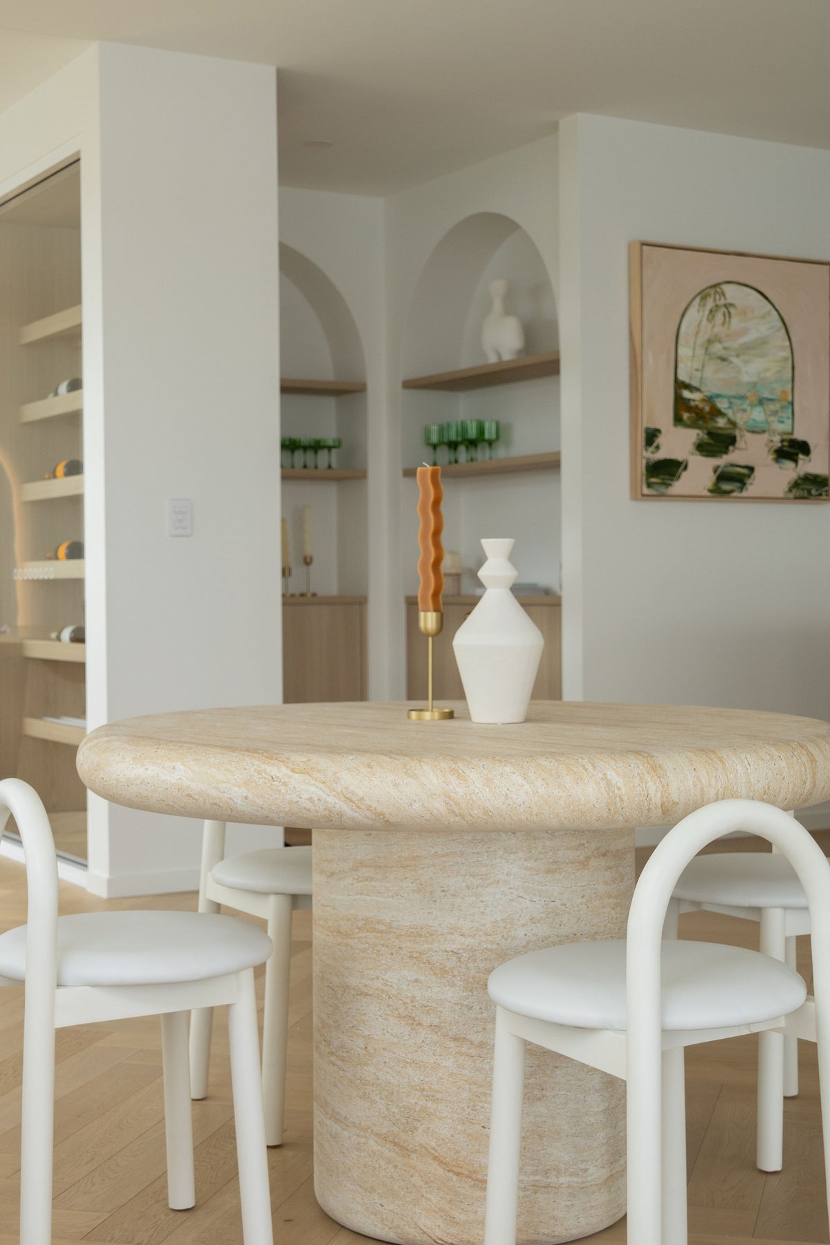 Estelle Dining Table - Travertine – P&R Styling