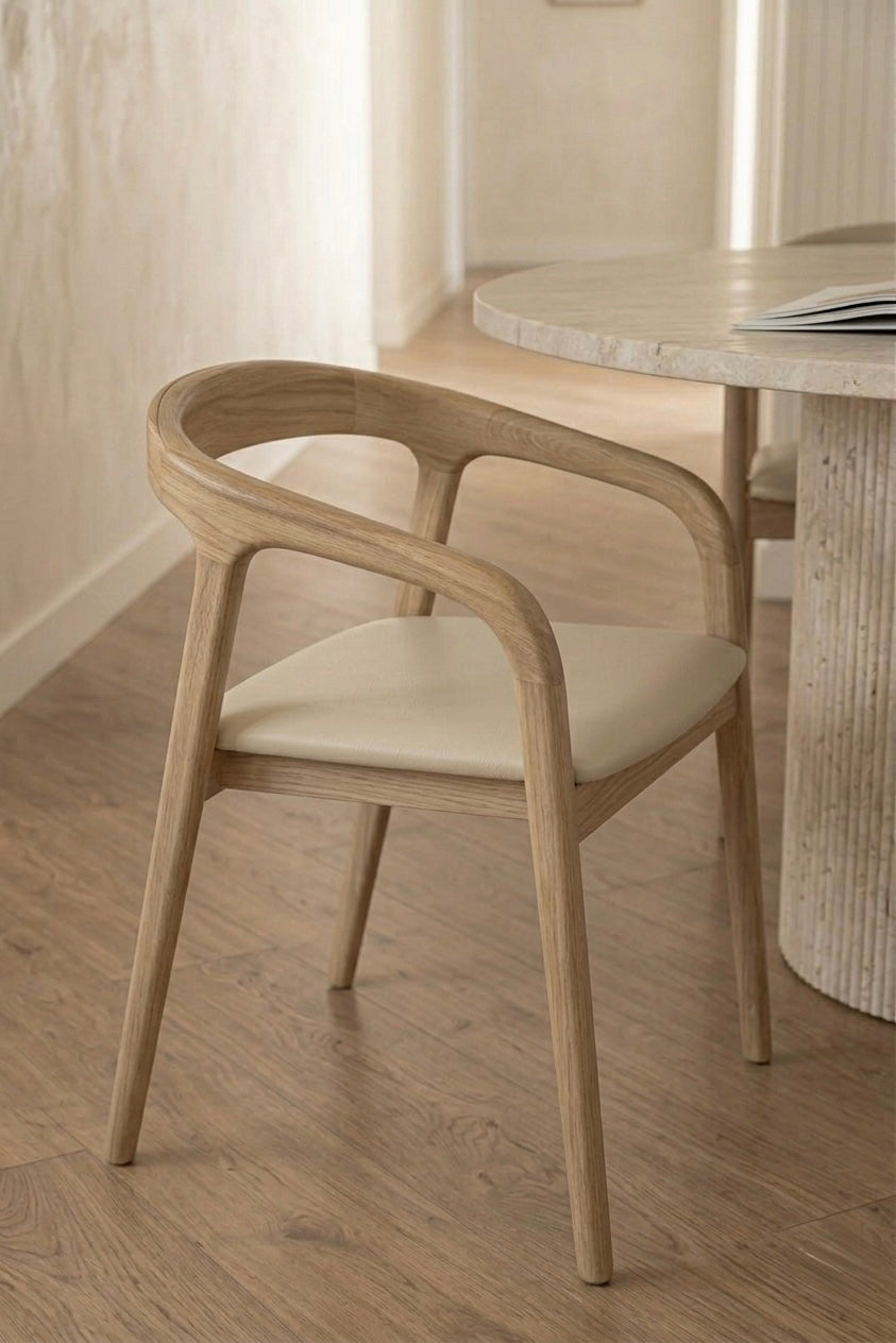 Urban Dining Leather Chair - Teak Wood (Pre-order arriving September)