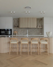 Bekka Leather Counter Stool - Teak Wood (Pre-order arriving December)