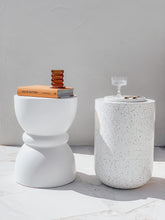 Load image into Gallery viewer, The hourglass side table - pure white concrete
