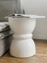 Load image into Gallery viewer, The Hourglass Side Table - pure white ripple concrete - pre order arriving late May
