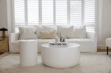 Load image into Gallery viewer, The Log Side Table - pure white concrete - pre order arriving May

