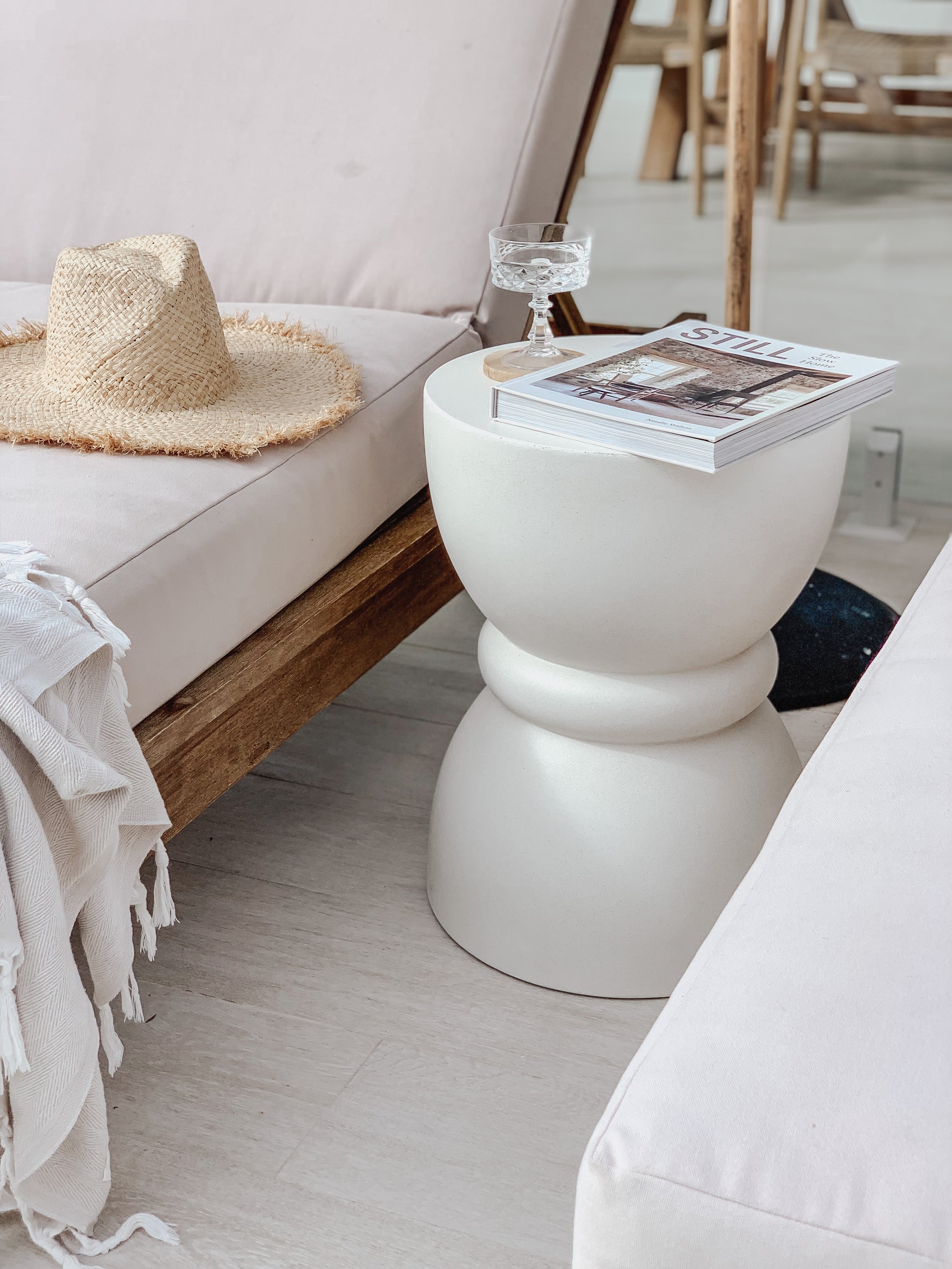 Side Table Pure Hourglass Side Table - Pure White Concrete – P&R Styling