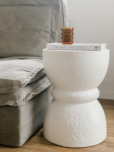 Load image into Gallery viewer, The Hourglass Side Table - pure white ripple concrete - pre order arriving late May
