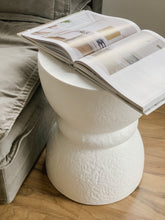 Load image into Gallery viewer, The Hourglass Side Table - pure white ripple concrete - pre order arriving late May
